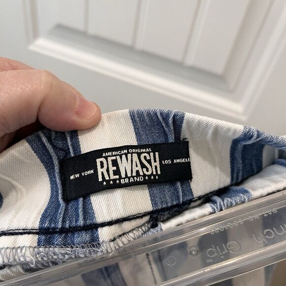 Rewash Striped Blue White Pull On Shorts Beachy Coastal Womens Size M High Rise - Picture 6 of 8